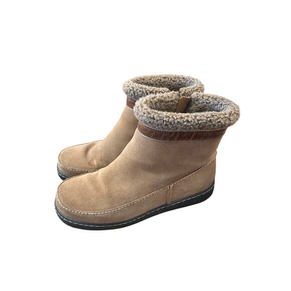 Lands' End Chukka Ankle Boots Women's Suede faux Shearling zip size 6 - Picture 1 of 7